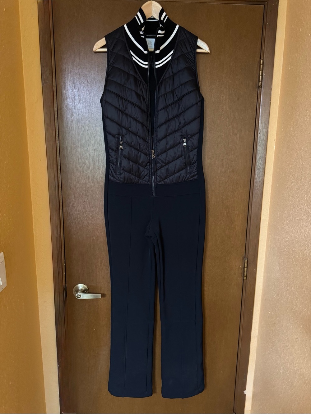 Bogner Black Quilted Puffer & Ponte Sleeveless Ski Jumpsuit